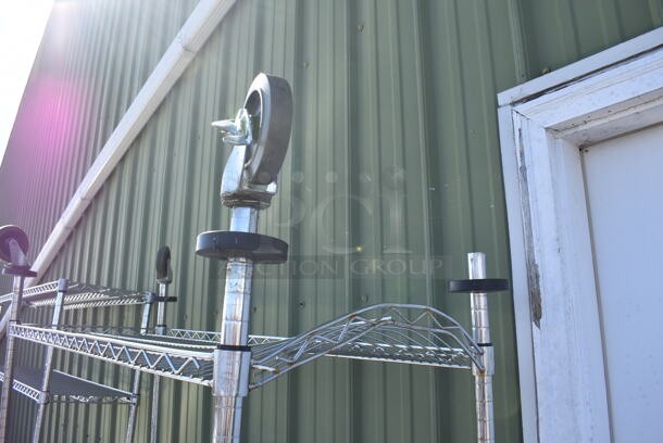 Chrome Finnish 6 Tier Wire Shelving Unit on Commercial Casters. Missing 1 Caster. BUYER MUST DISMANTLE. PCI CANNOT DISMANTLE FOR SHIPPING. PLEASE CONSIDER FREIGHT CHARGES. 48x18x78 - Image 2 of 5