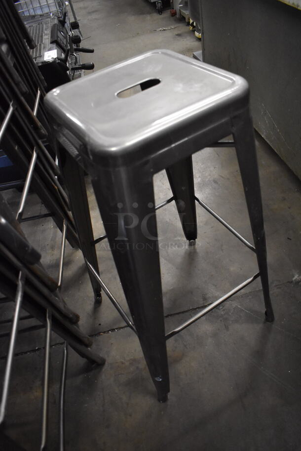 4 Gray Metal Tolix Stools. Stock Picture - Cosmetic Condition May Vary. 17x17x30. 4 Times Your Bid! - Image 3 of 5