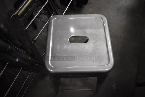 4 Gray Metal Tolix Stools. Stock Picture - Cosmetic Condition May Vary. 17x17x30. 4 Times Your Bid! - Image 4 of 5