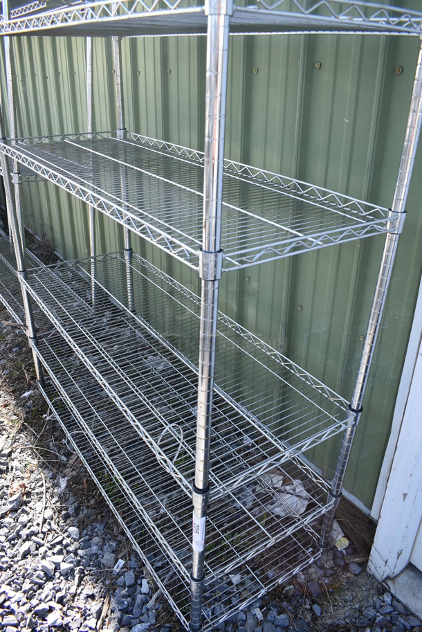 Chrome Finnish 6 Tier Wire Shelving Unit on Commercial Casters. Missing 1 Caster. BUYER MUST DISMANTLE. PCI CANNOT DISMANTLE FOR SHIPPING. PLEASE CONSIDER FREIGHT CHARGES. 48x18x78 - Image 4 of 5