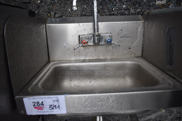 Stainless Steel Commercial Single Bay Wall Mount Sink w/ Faucet and Handles. 17.5x15x16 - Image 3 of 4