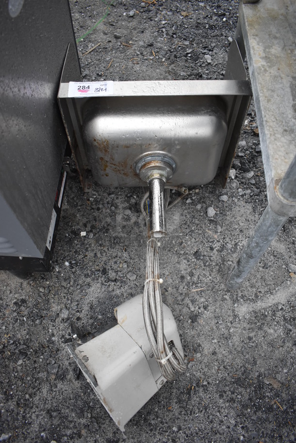 Stainless Steel Commercial Single Bay Wall Mount Sink w/ Faucet and Handles. 17.5x15x16 - Image 4 of 4