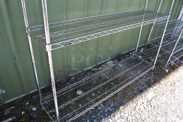 Chrome Finnish 4 Tier Wire Shelving Unit. BUYER MUST DISMANTLE. PCI CANNOT DISMANTLE FOR SHIPPING. PLEASE CONSIDER FREIGHT CHARGES. 60x14x75 - Image 3 of 4