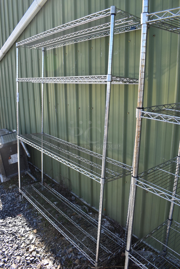 Chrome Finnish 4 Tier Wire Shelving Unit. BUYER MUST DISMANTLE. PCI CANNOT DISMANTLE FOR SHIPPING. PLEASE CONSIDER FREIGHT CHARGES. 60x14x75 - Image 4 of 4