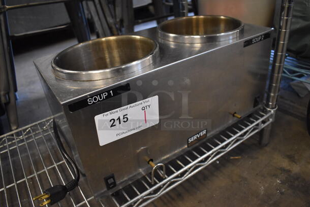 Server TWIN FS-4 Stainless Steel Commercial Countertop 2 Well Food Warmer. 120 Volts, 1 Phase. 17x8.5x8.5. Tested and Working! - Image 3 of 5