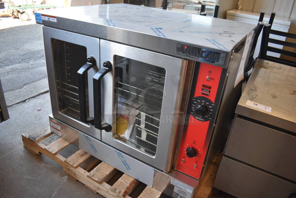 BRAND NEW SCRATCH AND DENT! Vulcan VC4GD-21D150K ENERGY STAR Stainless Steel Commercial Propane Gas Powered Full Size Convection Oven w/ View Through Doors, Metal Oven Racks and Thermostatic Controls. 50,000 BTU. 40x31x32. Tested and Working! - Image 2 of 9