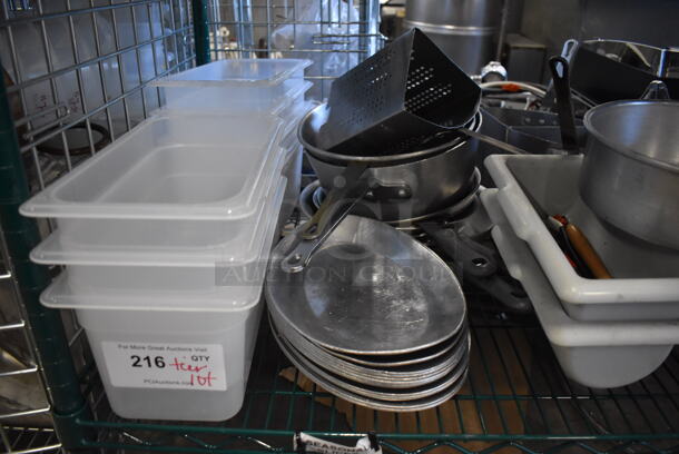 ALL ONE MONEY! Tier Lot of Various Items Including Poly Drop In Bins, Silverware Bins and Metal Plates - Image 2 of 4