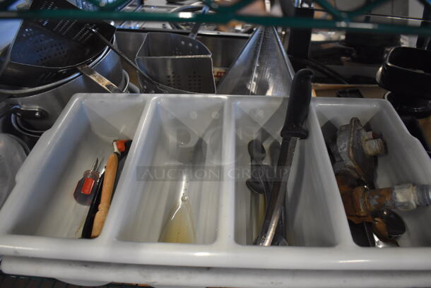 ALL ONE MONEY! Tier Lot of Various Items Including Poly Drop In Bins, Silverware Bins and Metal Plates - Image 4 of 4