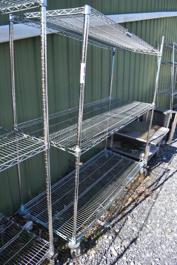Chrome Finish 3 Tier Wire Shelving Unit on Commercial Casters. BUYER MUST DISMANTLE. PCI CANNOT DISMANTLE FOR SHIPPING. PLEASE CONSIDER FREIGHT CHARGES. 60x24x68 - Image 4 of 4