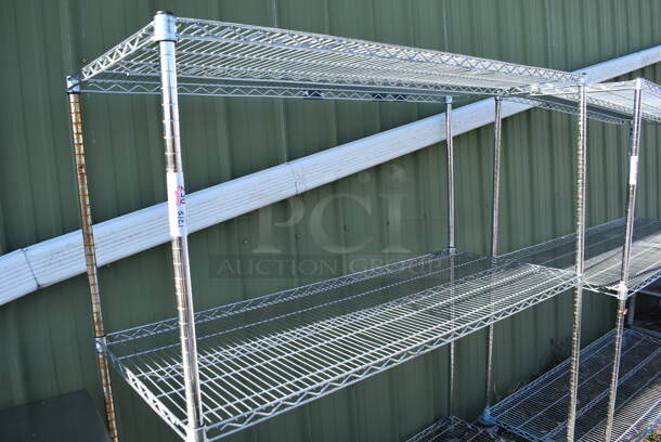 Chrome Finish 3 Tier Wire Shelving Unit on Commercial Casters. BUYER MUST DISMANTLE. PCI CANNOT DISMANTLE FOR SHIPPING. PLEASE CONSIDER FREIGHT CHARGES. 60x24x68 - Image 2 of 4