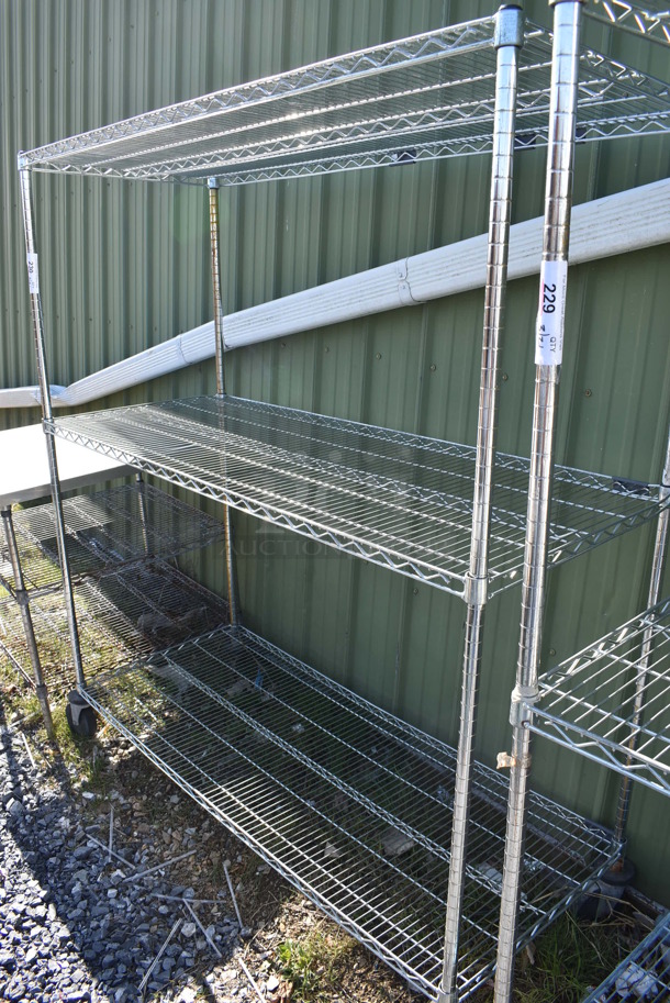 Chrome Finish 3 Tier Wire Shelving Unit on Commercial Casters. BUYER MUST DISMANTLE. PCI CANNOT DISMANTLE FOR SHIPPING. PLEASE CONSIDER FREIGHT CHARGES. 60x24x68 - Image 4 of 4
