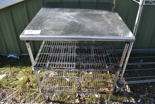 Stainless Steel Table w/ 2 Wire Under Shelves. 30x33x33