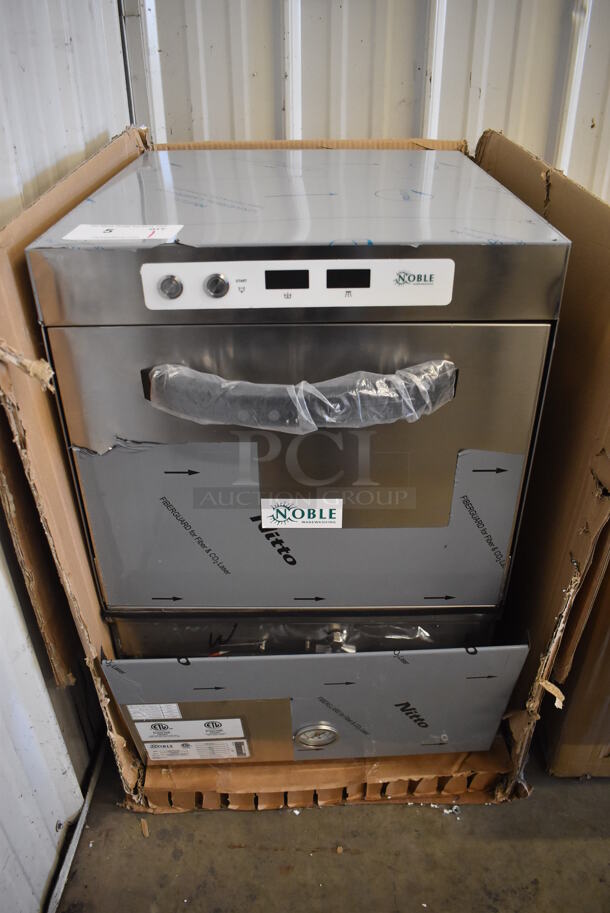 BRAND NEW SCRATCH AND DENT! 2022 Noble 495HTGW22 Stainless Steel Commercial High Temperature Hi Temp Undercounter Glass Washer. 208/240 Volts, 1 Phase. 18.5x21.5x30.5 - Image 1 of 10