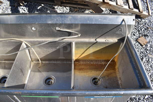 Aero Stainless Steel Commercial 3 Bay Sink w/ Left Side Drain Board. No Legs. 74x24x20. Bays 18x18x12. Drain Board 16x20x1 - Image 3 of 5