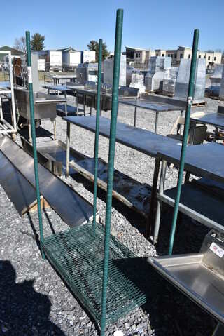 Green Finish 2 Tier Wire Shelving Unit. BUYER MUST DISMANTLE. PCI CANNOT DISMANTLE FOR SHIPPING. PLEASE CONSIDER FREIGHT CHARGES. 36x21x67
