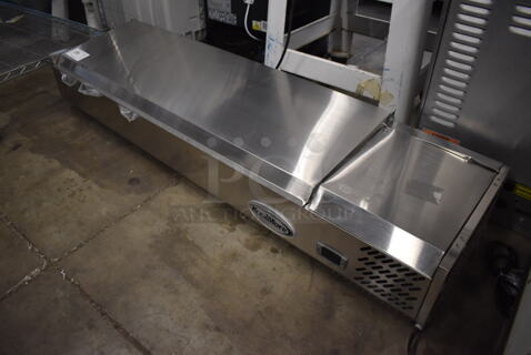 BRAND NEW SCRATCH AND DENT! 2022 KoolMore SCDC-6P-SG Stainless Steel Commercial Countertop Refrigerated Rail. 115 Volts, 1 Phase. 59x16x10. Tested and Working!