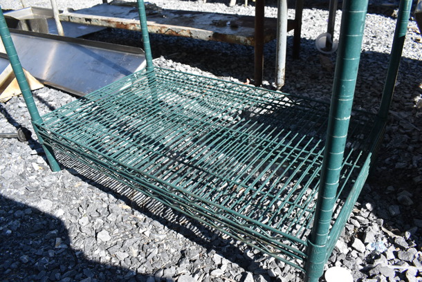 Green Finish 2 Tier Wire Shelving Unit. BUYER MUST DISMANTLE. PCI CANNOT DISMANTLE FOR SHIPPING. PLEASE CONSIDER FREIGHT CHARGES. 36x21x67 - Image 2 of 3