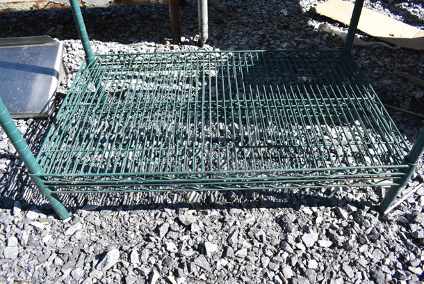 Green Finish 2 Tier Wire Shelving Unit. BUYER MUST DISMANTLE. PCI CANNOT DISMANTLE FOR SHIPPING. PLEASE CONSIDER FREIGHT CHARGES. 36x21x67 - Image 3 of 3