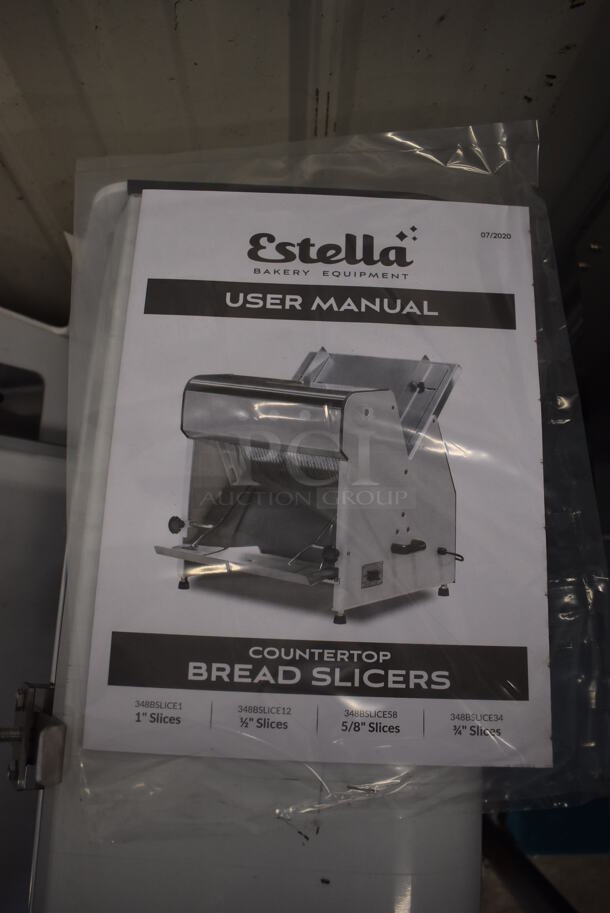 BRAND NEW! Estella Metal Commercial Countertop Bread Loaf Slicer. 5/8" Slice Thickness. 110 Volts, 1 Phase. 24x28x28. Tested and Working! - Image 4 of 7