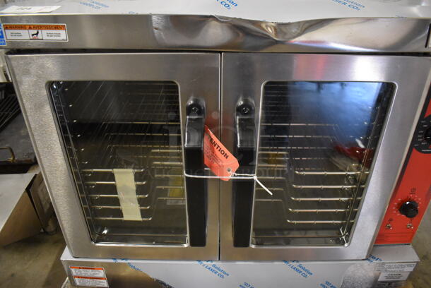 BRAND NEW SCRATCH AND DENT! LATE MODEL! Vulcan VC4GD-11D150K ENERGY STAR Stainless Steel Commercial Natural Gas Powered Powered Full Size Convection Oven w/ View Through Doors, Metal Oven Racks and Thermostatic Controls. 40x31x31. Tested and Working! - Image 7 of 8