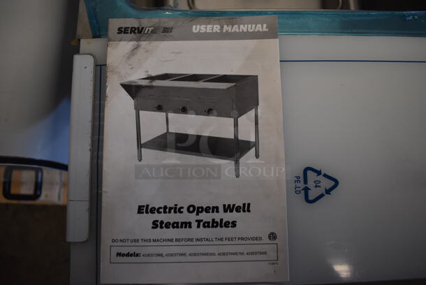 BRAND NEW! ServIt EST-5WE Stainless Steel Commercial Floor Style Electric Powered 5 Bay Steam Table with Undershelf and Cutting Board. 72x30x34. Tested and Working! - Image 2 of 10