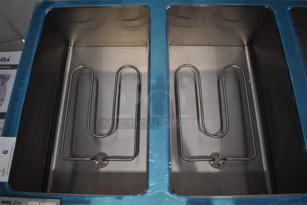 BRAND NEW! ServIt EST-5WE Stainless Steel Commercial Floor Style Electric Powered 5 Bay Steam Table with Undershelf and Cutting Board. 72x30x34. Tested and Working! - Image 3 of 10