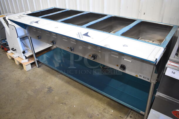 BRAND NEW! ServIt EST-5WE Stainless Steel Commercial Floor Style Electric Powered 5 Bay Steam Table with Undershelf and Cutting Board. 72x30x34. Tested and Working! - Image 6 of 10