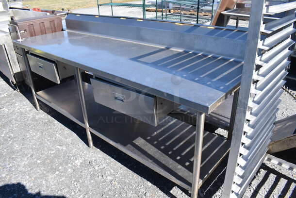Stainless Steel Commercial Table w/ 2 Drawers, Back Splash and Under Shelf. 96x30x39 - Image 5 of 6