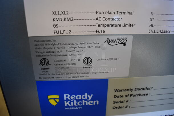 LIKE NEW! 2022 Avantco 177EF40E Stainless Steel Commercial Floor Style Electric Powered Deep Fat Fryer w/ 2 Metal Fry Baskets. 240 Volts, 3 Phase. Unit Has Only Been Used a Few Times! 15.5x29x45. Tested and Working! - Image 9 of 9
