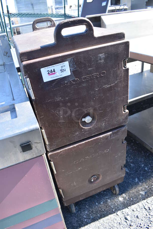 Cambro Brown Poly 2 Compartment Food Holder on Commercial Casters. 16.5x24.5x45.5 - Image 3 of 7