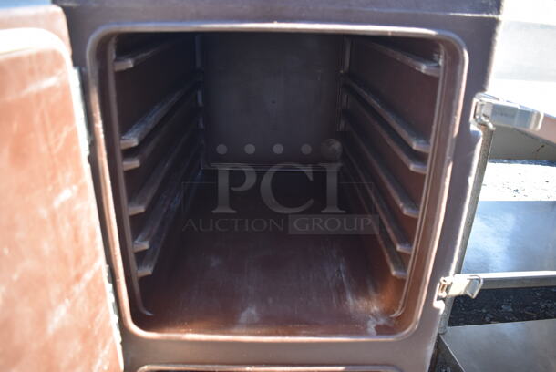 Cambro Brown Poly 2 Compartment Food Holder on Commercial Casters. 16.5x24.5x45.5 - Image 5 of 7