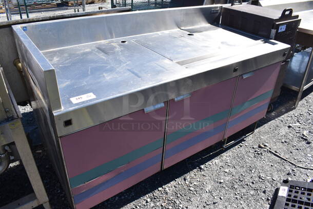 Stainless Steel Commercial Counter w/ Back Splash and 3 Doors. 72x32x43 - Image 1 of 7