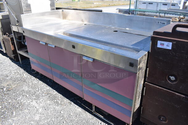 Stainless Steel Commercial Counter w/ Back Splash and 3 Doors. 72x32x43 - Image 2 of 7