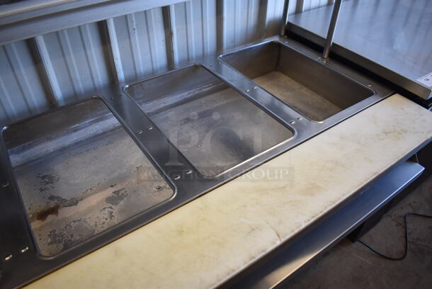 Stainless Steel Commercial 5 Well Steam Table w/ Warming Strip, Double Tier Over Shelf, 2 Check Holder Strips, Cutting Board and Under Shelf. 88x31x63. Tested and Working! - Image 4 of 10