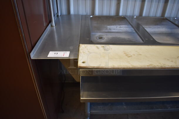 Stainless Steel Commercial 5 Well Steam Table w/ Warming Strip, Double Tier Over Shelf, 2 Check Holder Strips, Cutting Board and Under Shelf. 88x31x63. Tested and Working! - Image 8 of 10