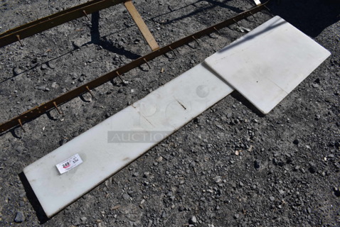 2 Various White Cutting Boards. 72x10x0.5, 30x18x0.5. 2 Times Your Bid!