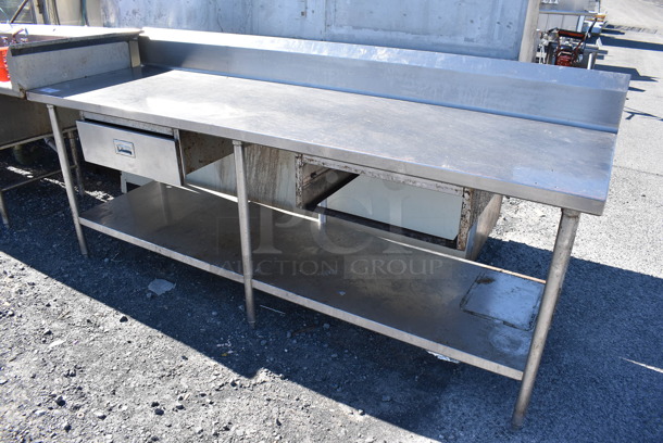 Stainless Steel Commercial Table w/ Drawer, Back Splash and Under Shelf. 96x30x45