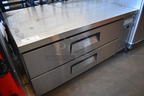 Migali Stainless Steel Commercial 2 Drawer Chef Base on Commercial Casters. 115 Volts, 1 Phase. 48x32x26. Tested and Working!