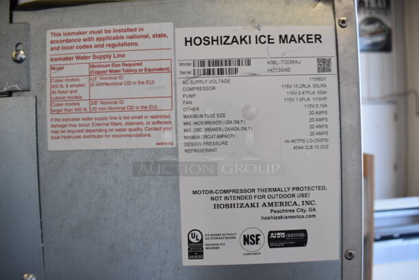 Hoshizaki KML-700MAJ Stainless Steel Commercial Ice Head on Commercial Bin. 115 Volts, 1 Phase. 30x34x76 - Image 5 of 6