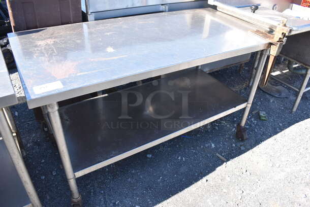 Stainless Steel Commercial Table w/ Mounted Commercial Can Opener and Under Shelf on Commercial Casters. 60x30x35 - Image 1 of 6