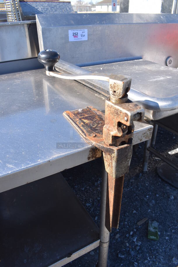 Stainless Steel Commercial Table w/ Mounted Commercial Can Opener and Under Shelf on Commercial Casters. 60x30x35 - Image 4 of 6