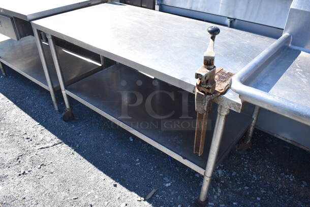 Stainless Steel Commercial Table w/ Mounted Commercial Can Opener and Under Shelf on Commercial Casters. 60x30x35 - Image 5 of 6