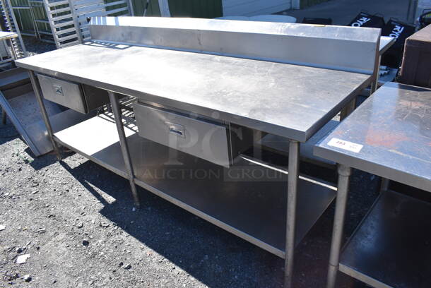 Stainless Steel Table w/ 2 Drawers, Back Splash and Under Shelf. 96x30x45 - Image 2 of 6