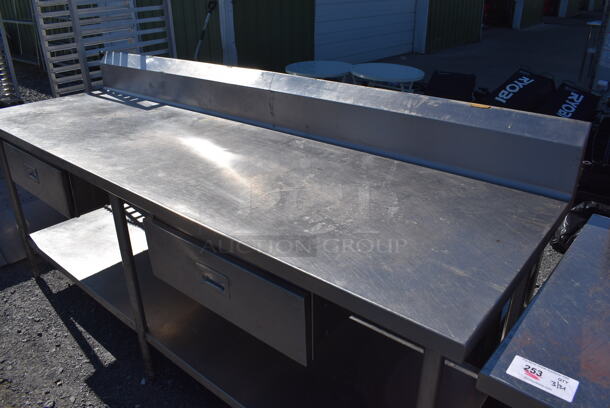 Stainless Steel Table w/ 2 Drawers, Back Splash and Under Shelf. 96x30x45 - Image 3 of 6