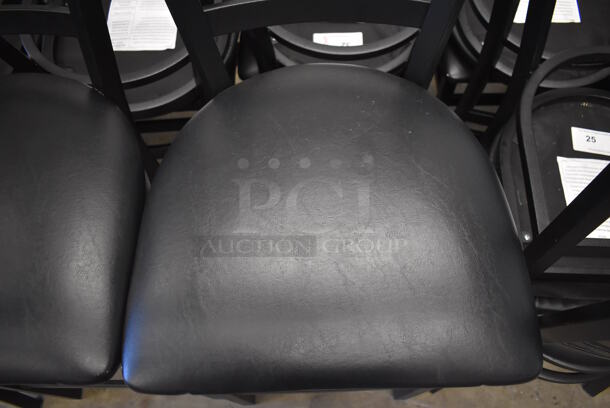 4 Black Metal Bar Height Chairs w/ Black Seat Cushion and Horizontal Back Rest Bars. 17x17x43. 4 Times Your Bid! - Image 4 of 5