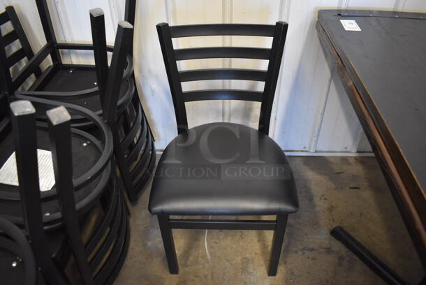8 Black Metal Dining Height Chairs w/ Black Seat Cushion and Horizontal Back Rest Bars. Stock Picture - Cosmetic Condition May Vary. 17x18x32.5. 8 Times Your Bid! - Image 1 of 5