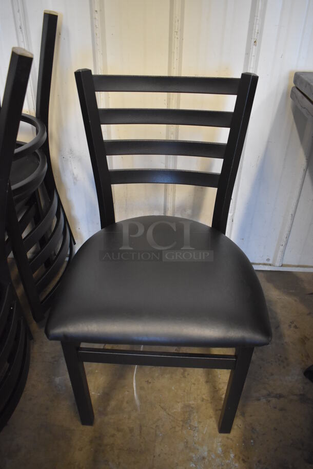 8 Black Metal Dining Height Chairs w/ Black Seat Cushion and Horizontal Back Rest Bars. Stock Picture - Cosmetic Condition May Vary. 17x18x32.5. 8 Times Your Bid! - Image 2 of 5