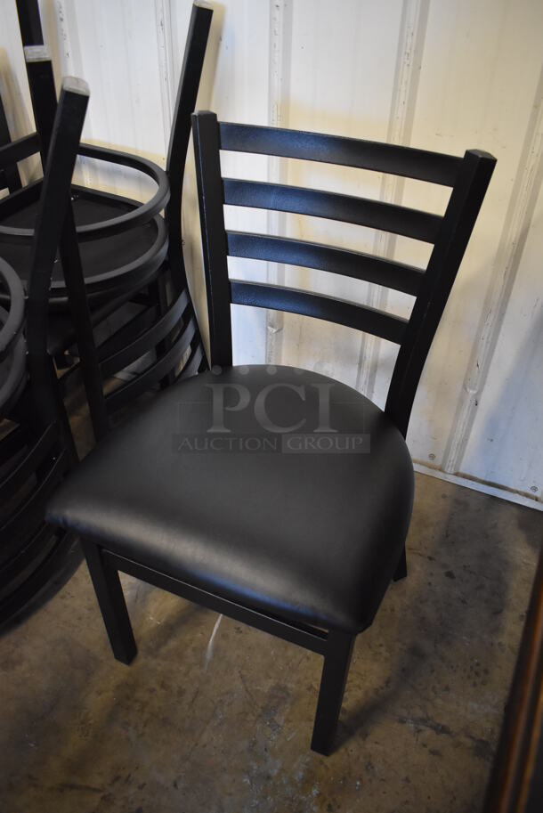 8 Black Metal Dining Height Chairs w/ Black Seat Cushion and Horizontal Back Rest Bars. Stock Picture - Cosmetic Condition May Vary. 17x18x32.5. 8 Times Your Bid! - Image 3 of 5