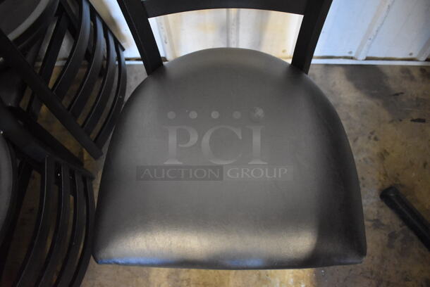 8 Black Metal Dining Height Chairs w/ Black Seat Cushion and Horizontal Back Rest Bars. Stock Picture - Cosmetic Condition May Vary. 17x18x32.5. 8 Times Your Bid! - Image 4 of 5