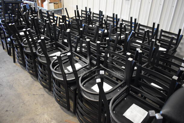 8 Black Metal Dining Height Chairs w/ Black Seat Cushion and Horizontal Back Rest Bars. Stock Picture - Cosmetic Condition May Vary. 17x18x32.5. 8 Times Your Bid! - Image 5 of 5